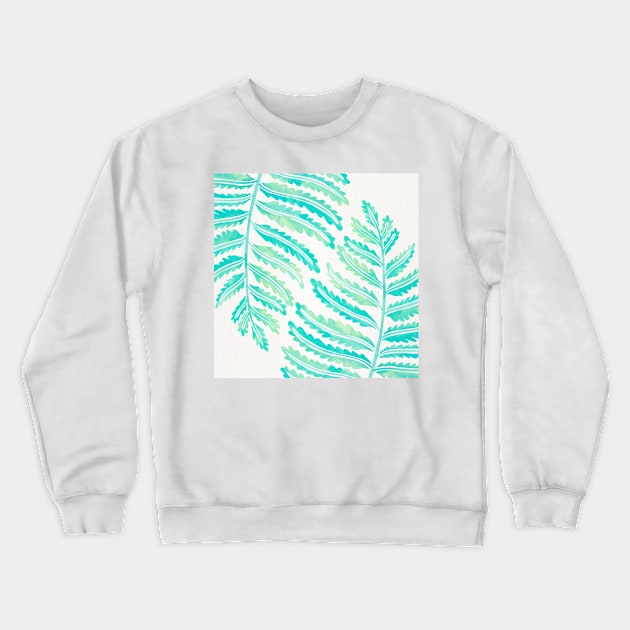 fern leaf turquoise Crewneck Sweatshirt by CatCoq